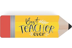 Best Teacher Ever Wooden Pencil Sign - Bring Joy to Your Classroom!