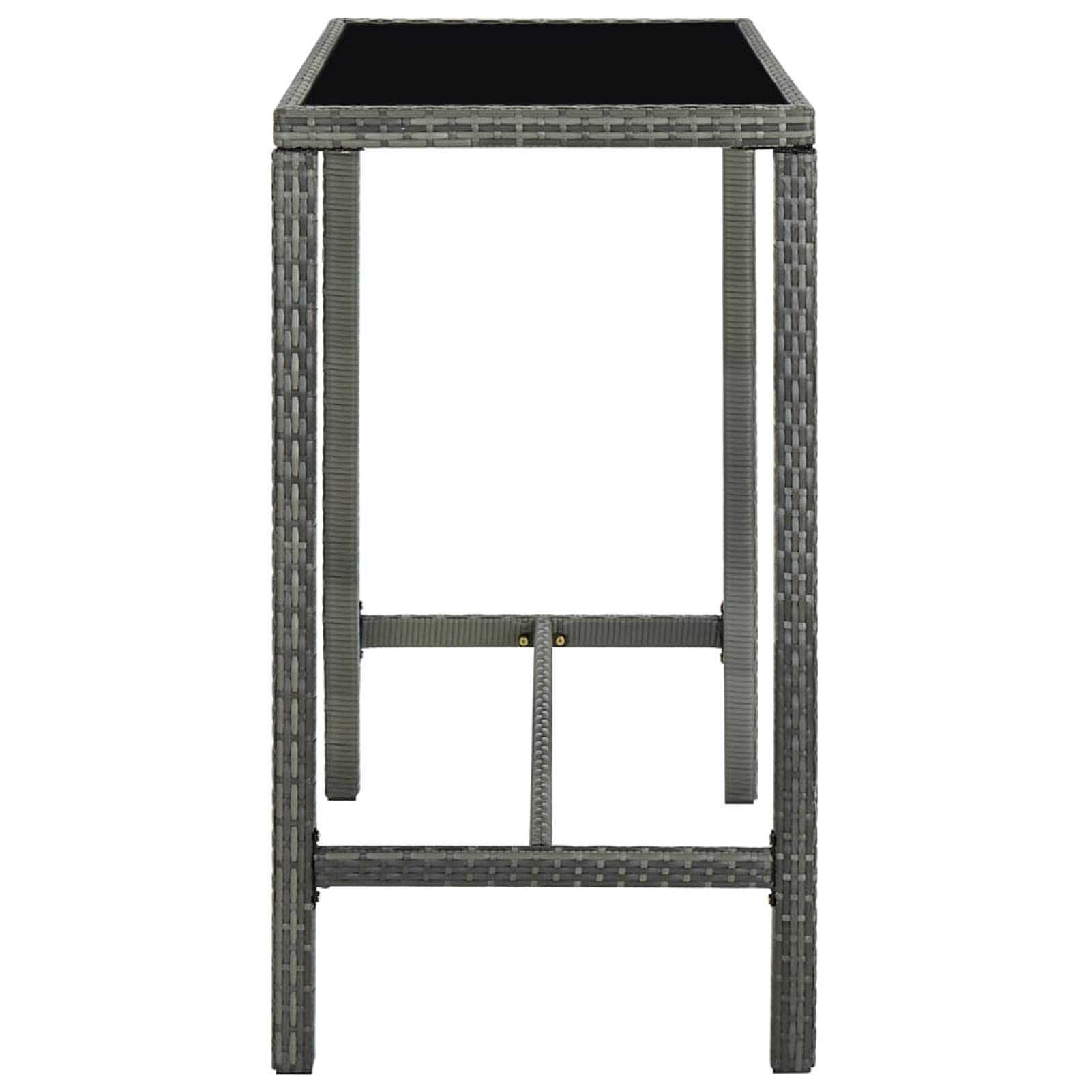 Gecheer Set da Bar da Giardino 7 pz con Cuscini in Polyrattan Grigio,Set da Balcone,Tavolo Alto, Set di Tavolo e Sgabelli da Bar,Tavolo con Sedie Alto