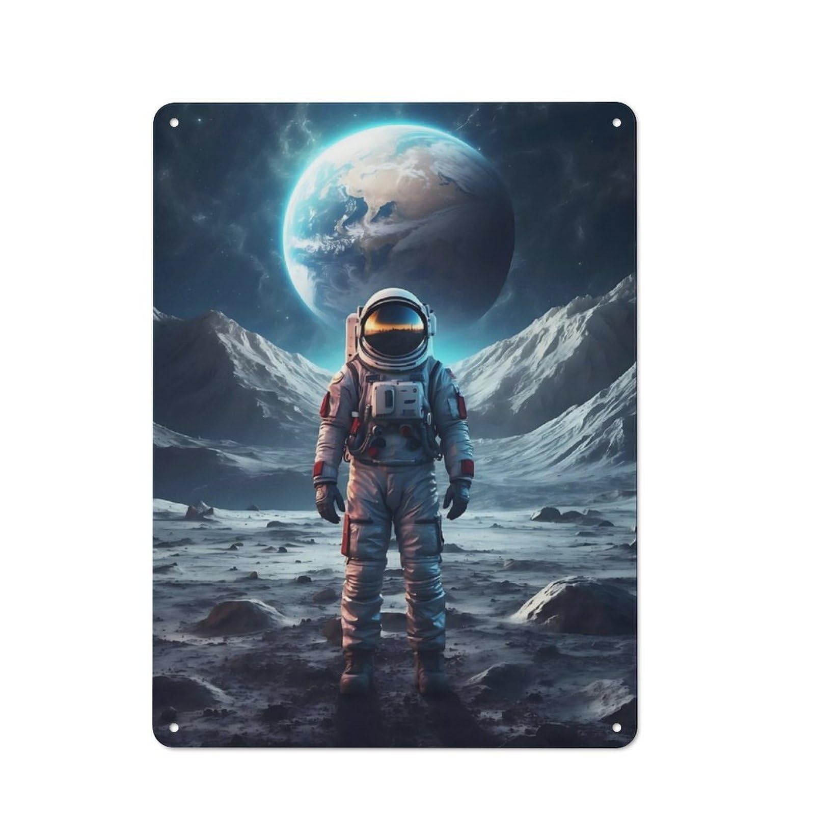 Junmoney Space Scene Metal Wall Sign 40X30cm Featuring For Pub Or Café, For Pub Decor Enthusiasts, For Retro Home Interiors