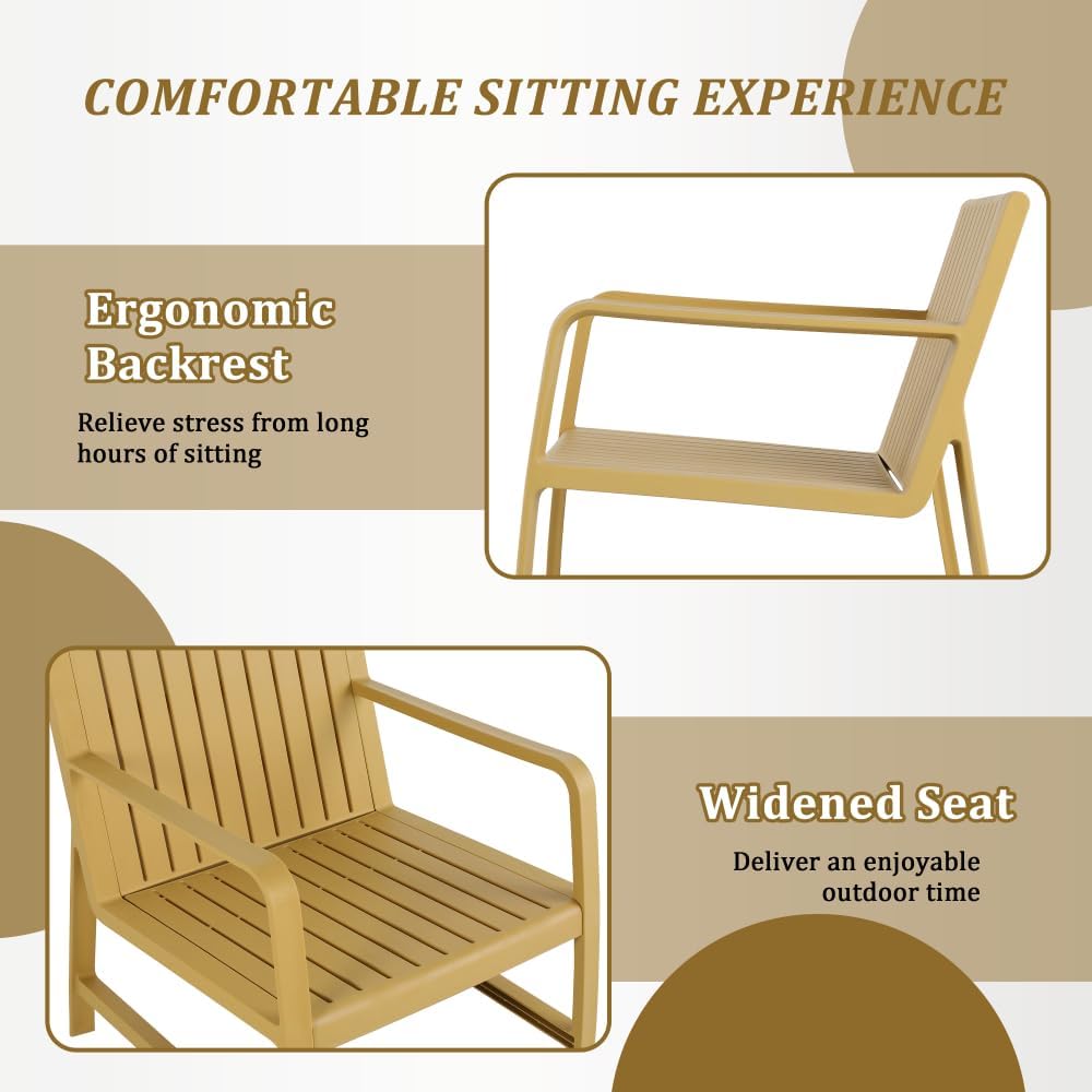 Indoor/Outdoor Furniture Waterproof PP Material - Easy Assembly Patio Conversation Set (Yellow + No-1)