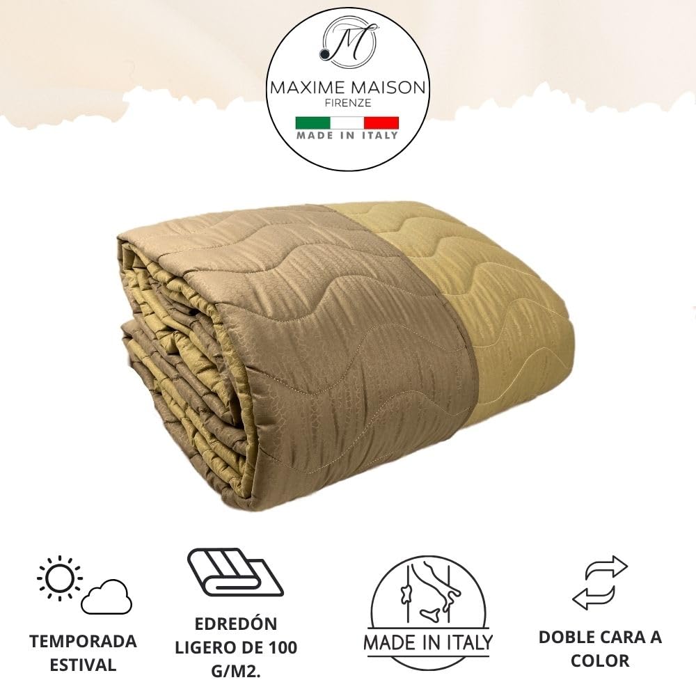 MAXIME MAISON - Colchas Cama 135 (215x265cm) Colcha de Media Temporada Cama 135 (100 gr/mq) Cubrecama Doble Cara, Cubre Cama en Microfibra Suave, Made in Italy Modernas