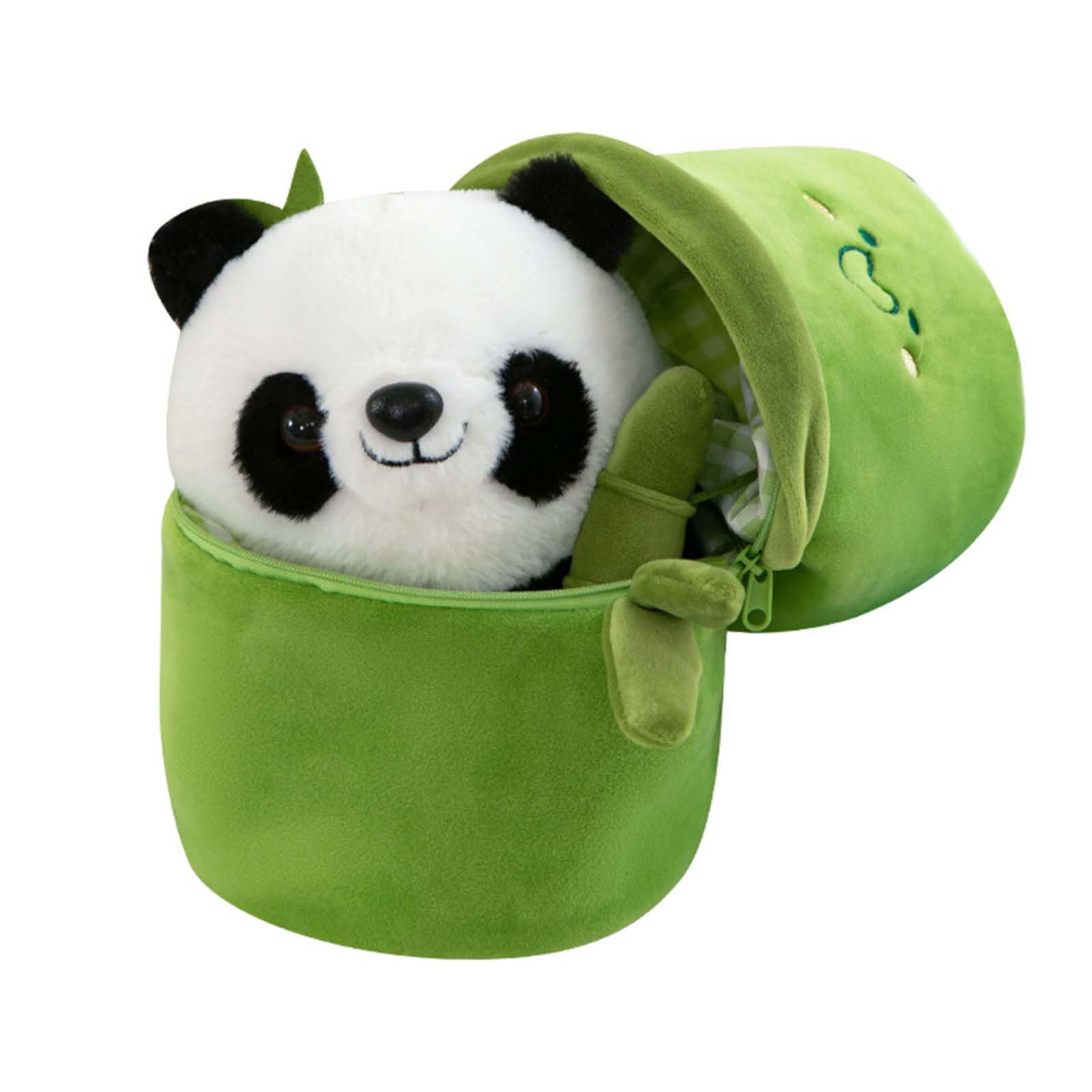 GOTENTIFY Panda Stuffed Animals, 2-in-1 Panda+Bamboo Plush Toy, Cute Pillow Holding Bamboo Doll, Simulation Panda Doll, Gift for Boys and Girls (PD-aeS 35cm)