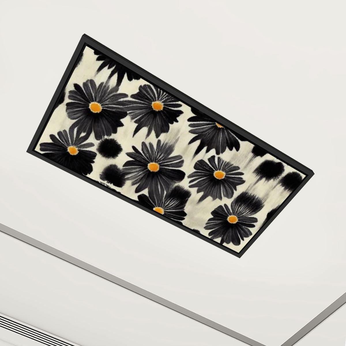 4 Pack Fluorescent Light Covers Daisy flower tribal boho colors flower seamless Motif ethnic handmade Decorative Magnetic Ceiling Light Covers Light Shade Panel for Classroom Office 4 x 2 ft