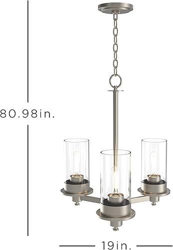 Miniatura 2 de Enbrighten Modern Ember Series 63175 - Lámpara de araña con 3 luces LED, acabado de níquel cepillado cocina, comedor, sala de estar, entrada,