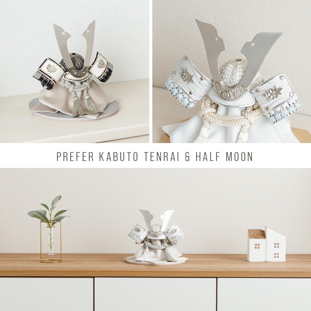 ぷりふあ 五月人形 兜 平飾り TENRAI 半月-half moon- 大理石調グレー