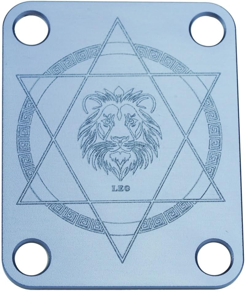 Guyker Guitar Neck Plate, 4-Holes Aluminium Alloy Electric Guitar Bass Neck Joint Plate NeckPlate ‌Star Sign Replacement Part (R-1003, Leo)