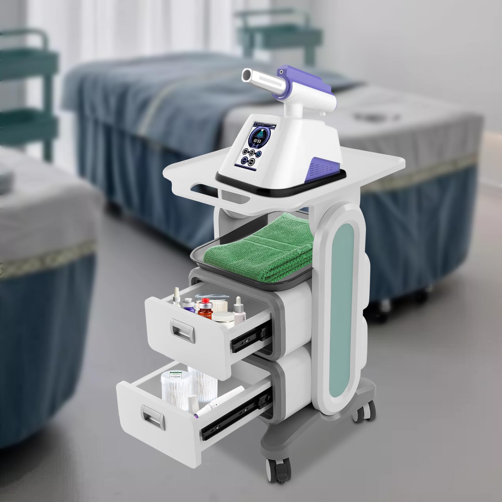 Medizinischer Wagen mit Schubladen, Kosmetikwagen, Medizinisch mit 4 Universelle Geräuscharme Räder, Medizinisch-dentaler Laborwagen, Gerätewagen mit Ablagefach