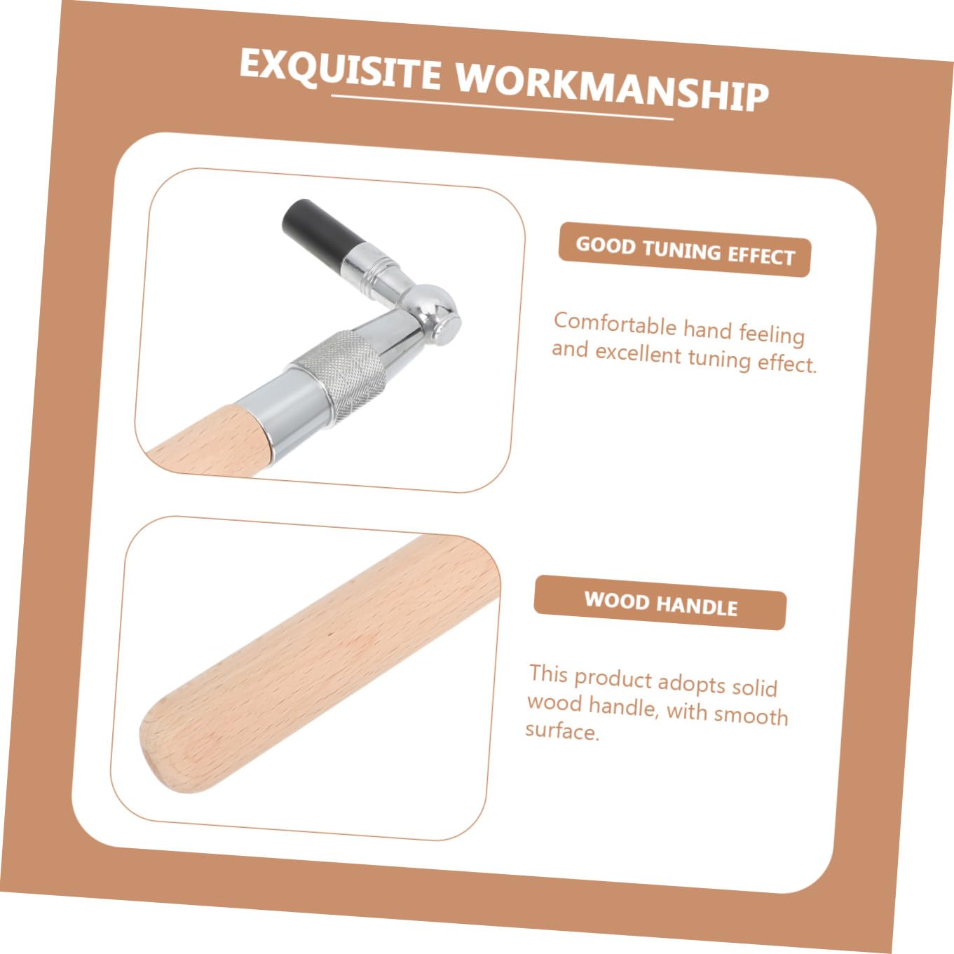 Llave de Afinación para Piano Ligera Mango de Madera y Acero al Carbono, Accesorio Profesional para Afinar Instrumentos Musicales