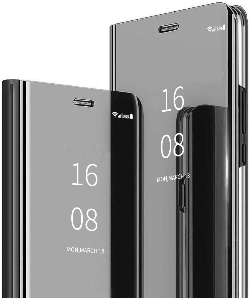 MadBee for Galaxy Note 8 Case [with Screen Protector Full Coverage Flexible Film], Electroplate Plating Kickstand Case Smart Clear View Cover for Galaxy Note 8 (Black)