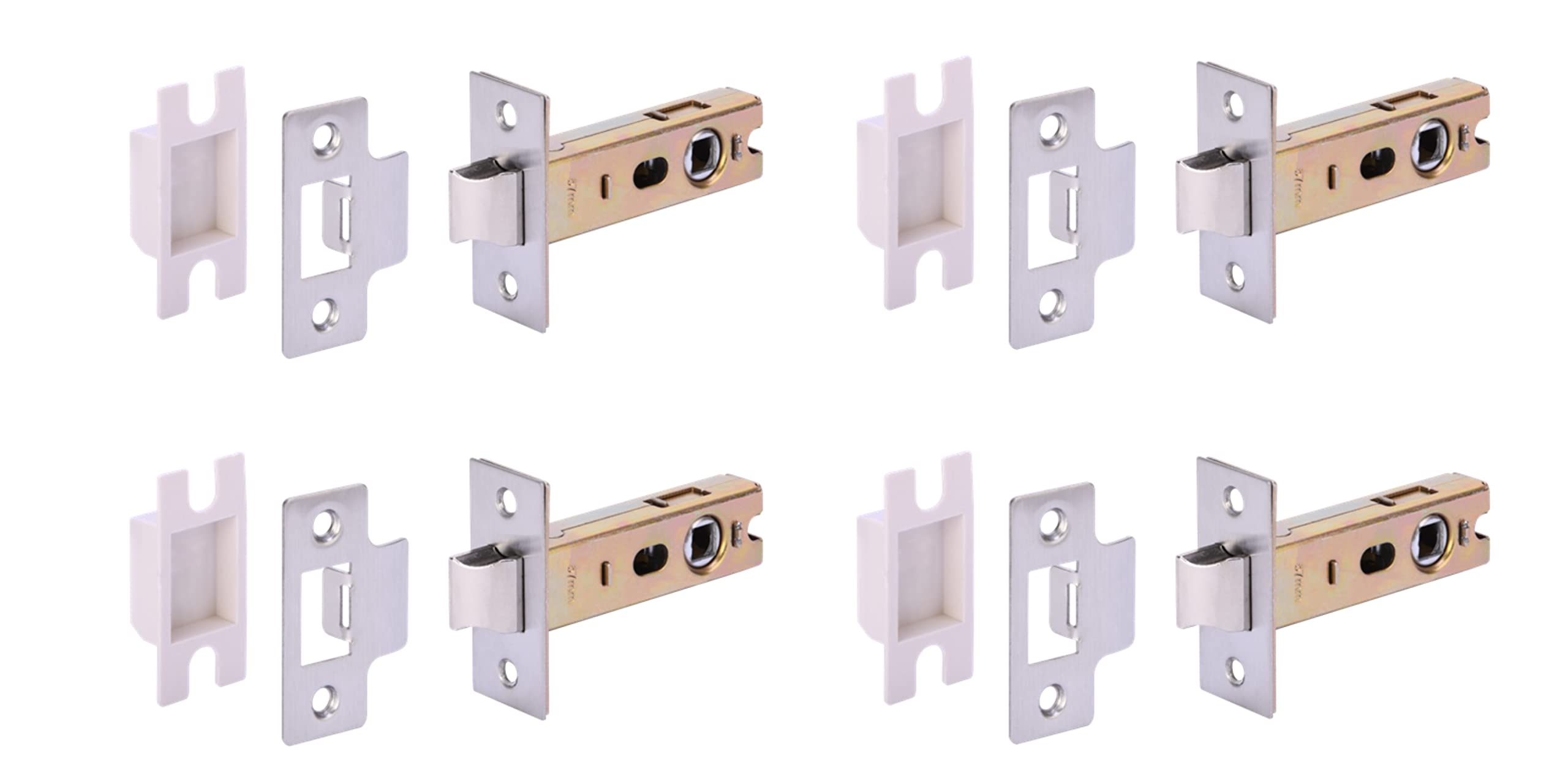 HANDLEZONE® 4 Pack 76mm / 3 inch Satin Stainless Steel Premium Tubular Mortice Latch, Catch for Internal Timber Doors - 57mm Backset