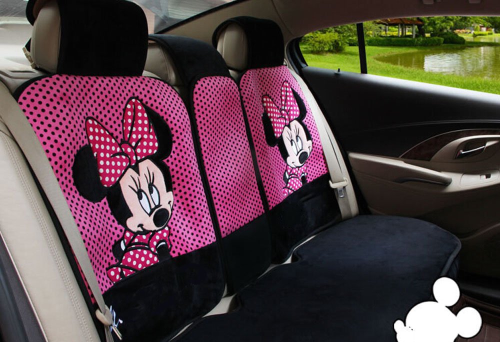 18 maimai88 pembe ve siyah dot moda klasik cizgi film nakis yumusak pelus arac koltuk kilifi platz erkek ve kadin komple bir set universal kfz kullanilir dort mevsim amazon com tr yapi market