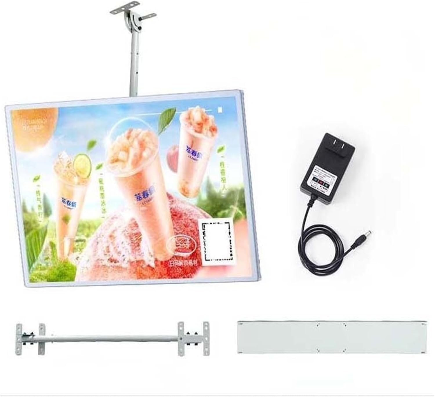 60x40cm Wall-Mounted Restaurant Menu Board – Black Snap Frame Poster Holder for Cafe, Fast Food & Retail(Silver,50x70cm)
