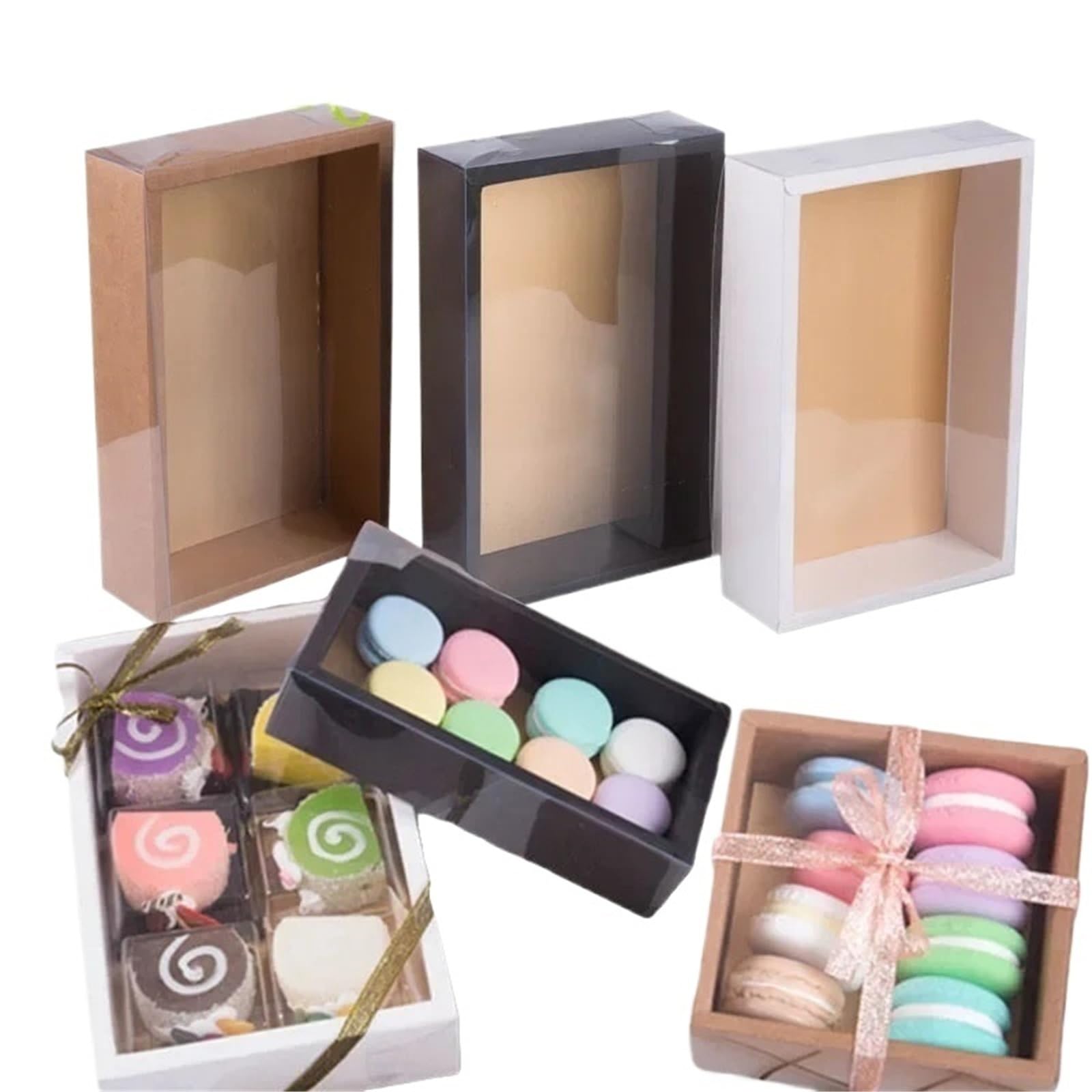 Kraftpapier Box Mit Fenster 20 Stück Kraft-Geschenkbox mit transparentem PVC-Fenster
