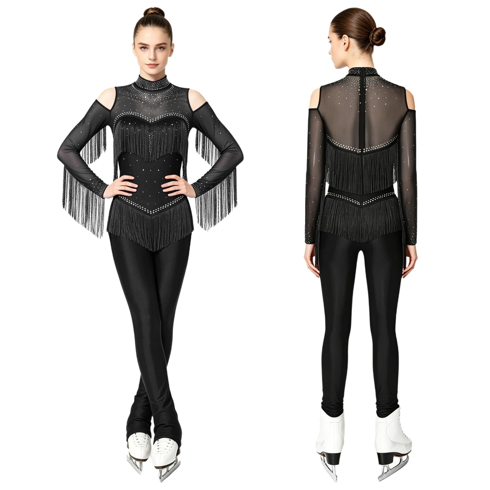 Combinaison Disco Pour Dames Maillot Gymnastique Rhythmique Pour Dames Maillot Long Manches Collant Unitard Corps Pour Gymnastique Et Danse Compétition