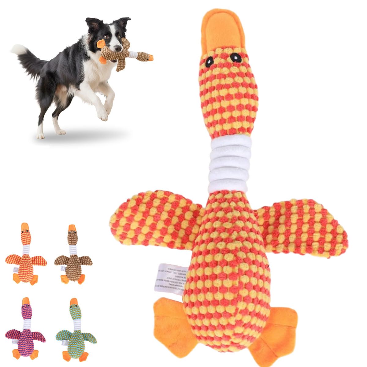 Indestructible Robust Goose Dog Toys, Squeaky Dog Toys to Keep Them Busy, Robust Goose Dog Squeak Chew Toy for Large Small Dogs, Plush Dog Toy for Heavy Chewers (Yellow)