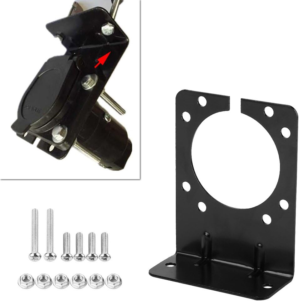 7 Pin Trailer Socket Bracket Black Metal Trailer Connector