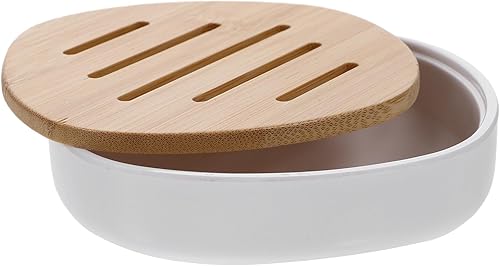 Miniatura 4 de Alipis Tapa de bambú autodrenante del tenedor del jabón del baño del tenedor de la tapa robusta