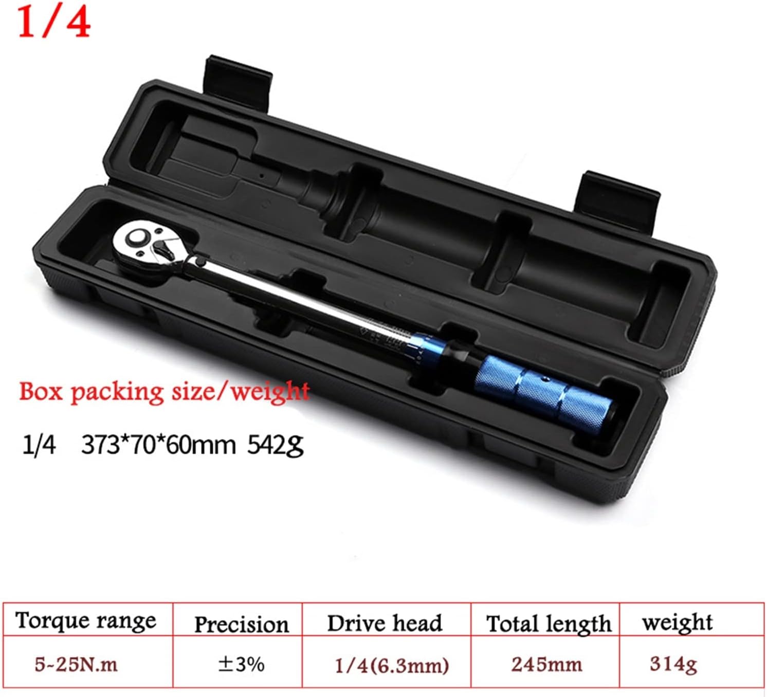 Size:1/4インチ 5-25N・m トルクレンチ 自転車 バイク修理レンチ 差込角6.35mm(1/4インチ) 5-25N・m 専用ケース付き プレセット型トルクレンチ6.35mm