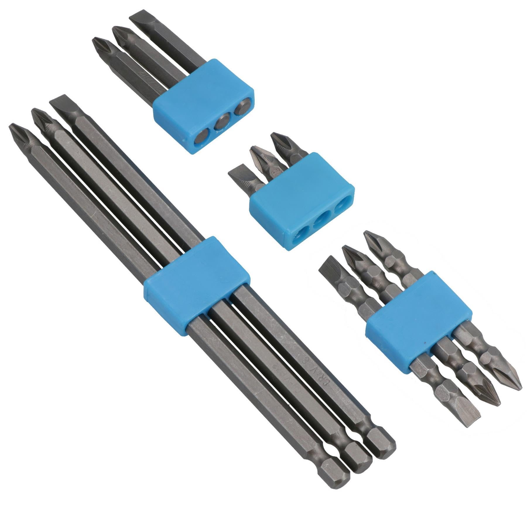 12-teiliges Bit-Set Für Bohrmaschinen – Enthält Phillips, Pozi & Flachbits – 1/4" Sechskant, Chrom-Vanadium-Stahl