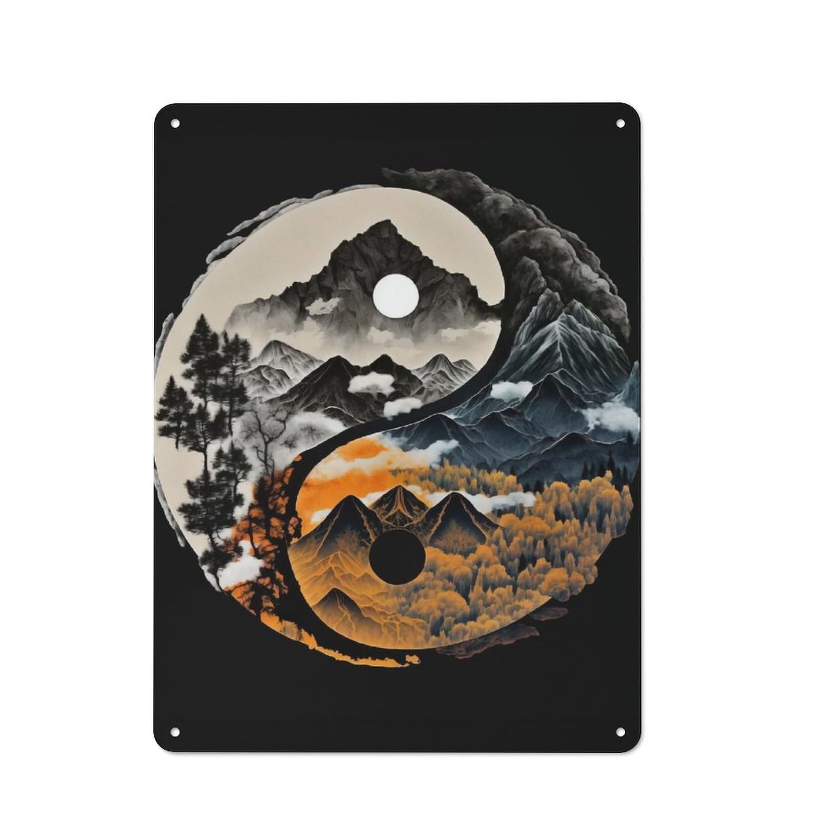 Nature Yin Yang Vintage Tin Sign 40x30cm for Café Or Home Bar, with Clear Vintage Wall Decor Character