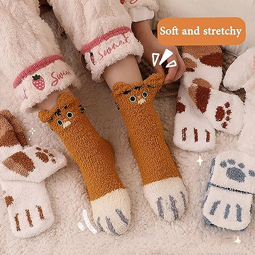 Image of Ginmewrae Fuzzy Socks for Women Cozy Soft Fluffy Slipper Socks Home Sleeping Warm Socks Stocking Stuffer Gift for Women