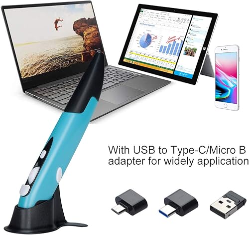 Miniatura 2 de lychee Ratón Óptico Inalámbrico de Bolsillo Tipo Pluma, Ratón Óptico Inalámbrico USB 2.4GHZ Tipo Pluma 800/1200/1600 DPI Ajustable Escritura a Mano