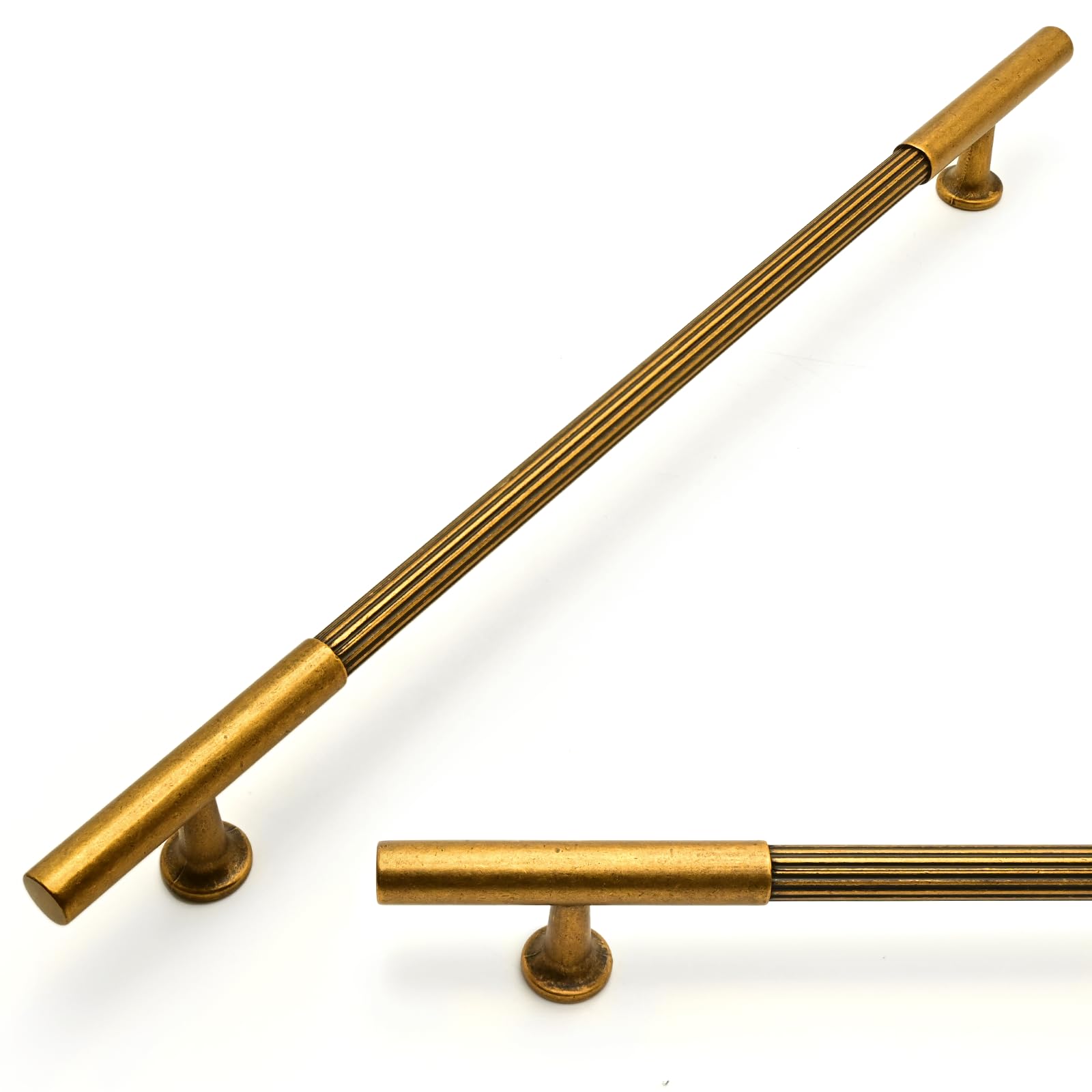 Talentedeco 10 Pack Antique Brass Cabinet Pulls 10 Inch(256mm) Kitchen Cupboard Handles Vintage Retro Cabinet Hardware for Drawer Pulls — image 1
