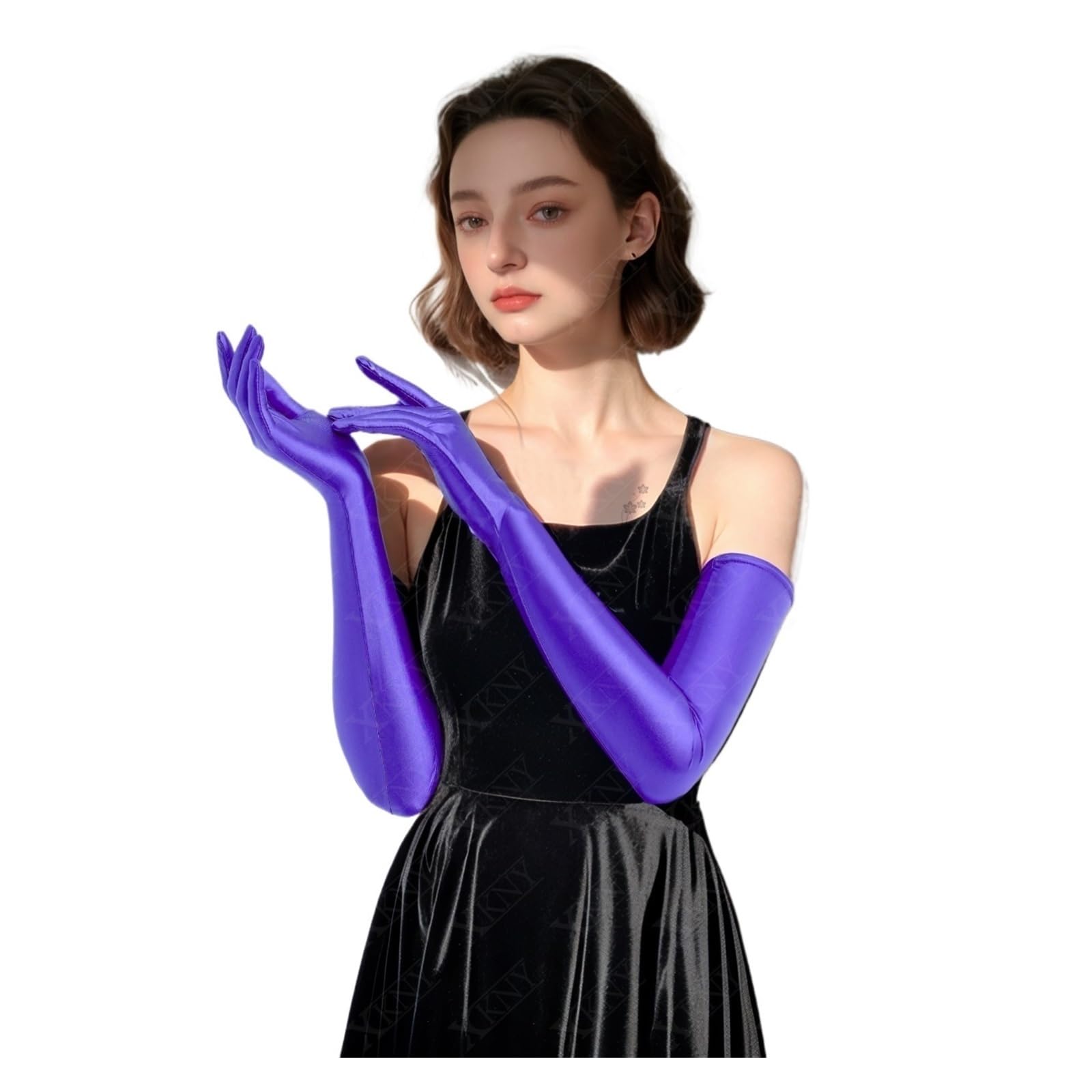Guanti Lunghi Donna Guanti Guanti lucidi con dita unite Guanti ultra lunghi ad alta elasticità Guanti lucidi da abito