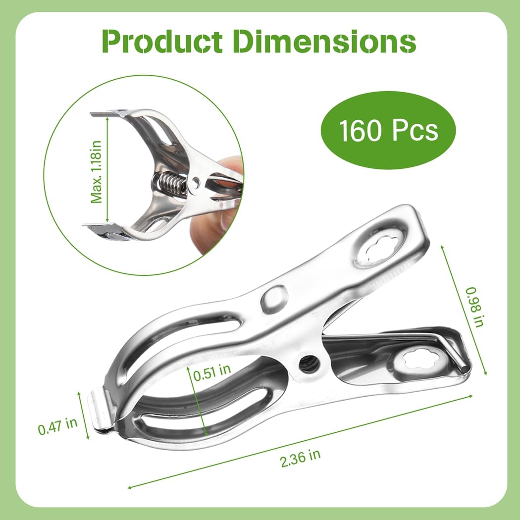 160 clip da giardino, 6,9 cm, mollette resistenti al vento, clip per piante resistenti, in acciaio antiruggine con presa salda per asciugamani, stock, biancheria intima