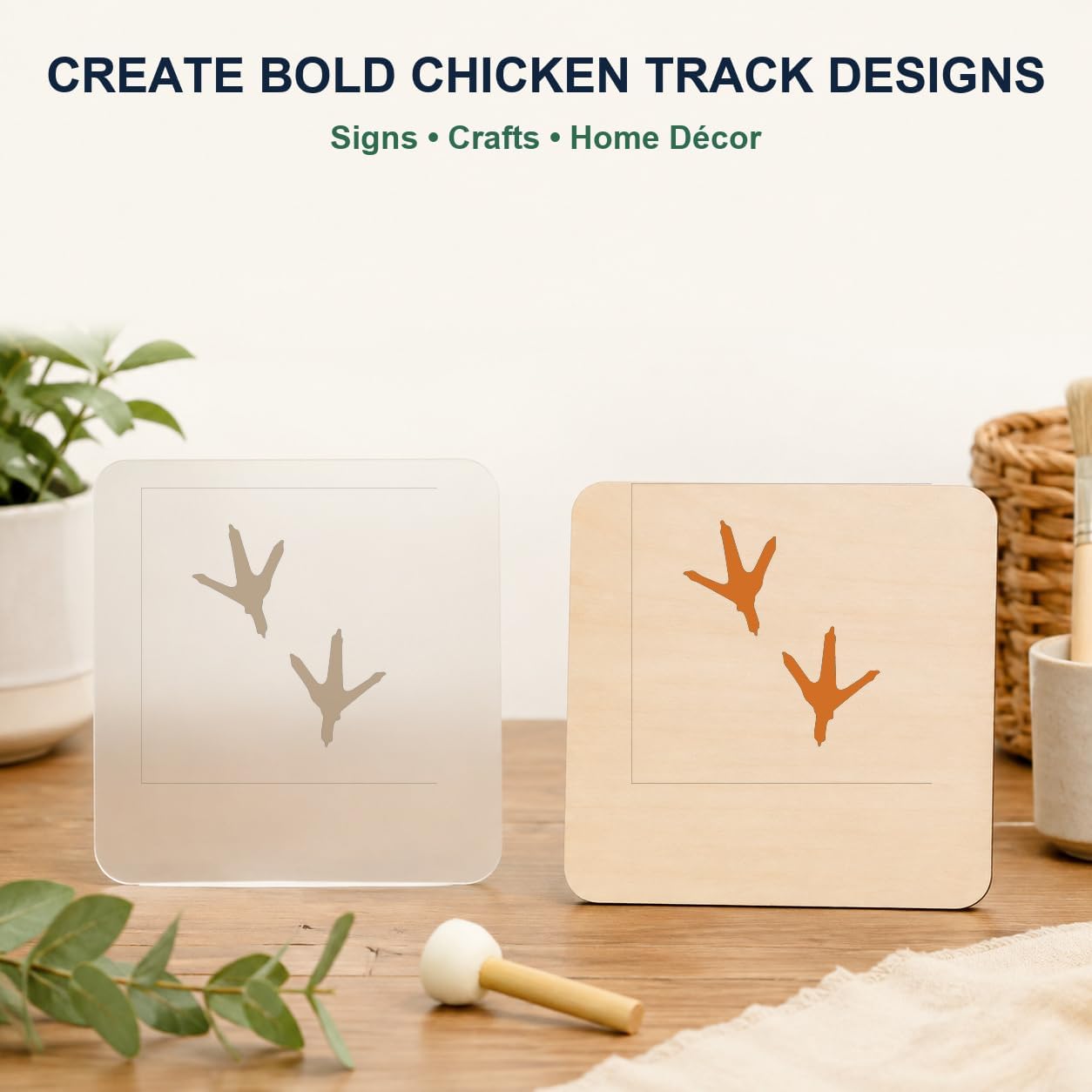 MAGJUCHE Chicken Footprints Stencil 12 Inches, Reusable Chicken Tracks Stencil for Painting DIY Crafts Decor