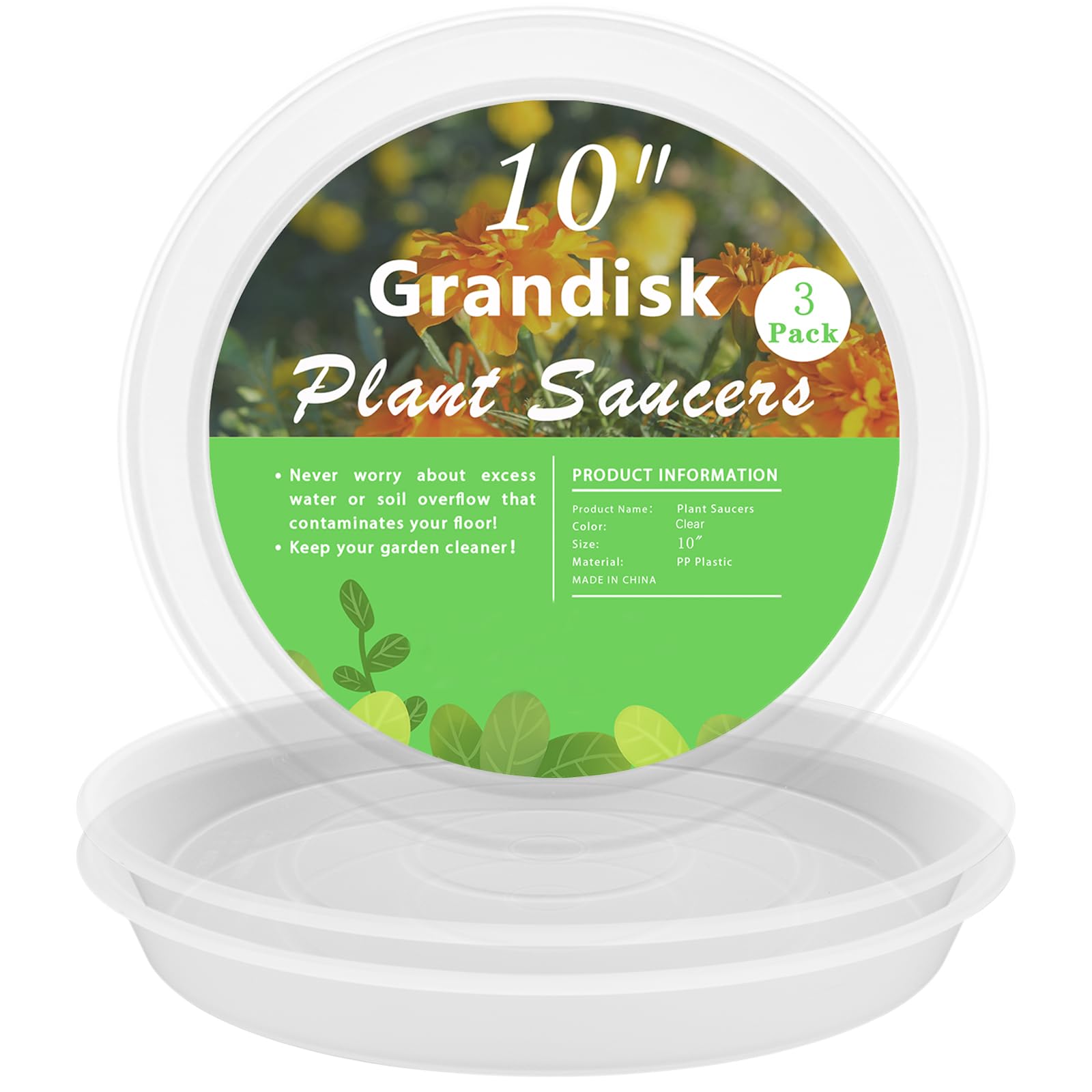 TITE Plant Saucer Heavy Large Planter Durable Thicker Plastic Plant Trays for Indoors and Outdoor,Plant Saucer Drip Trays (Transparent