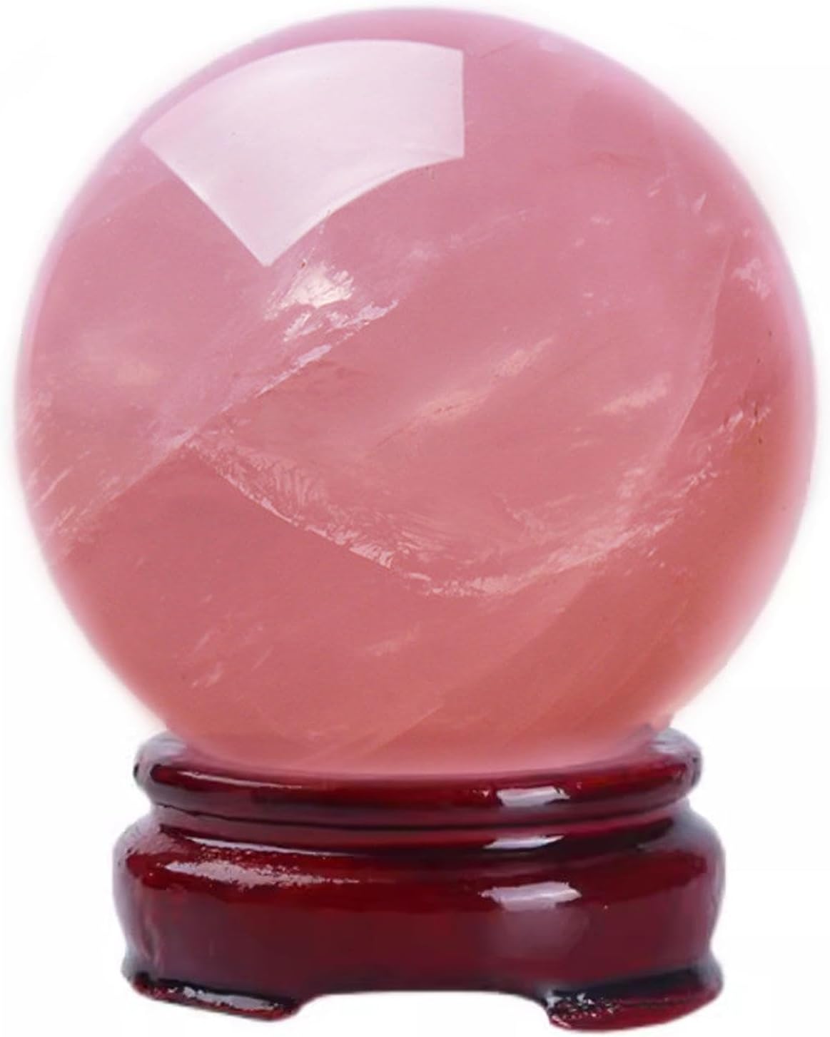 Rose Quartz Magic Crystal Ball with Stand for Home Decor Divination Witchcraft Fortune Telling Precious Gifts for Family and Friends,70mm