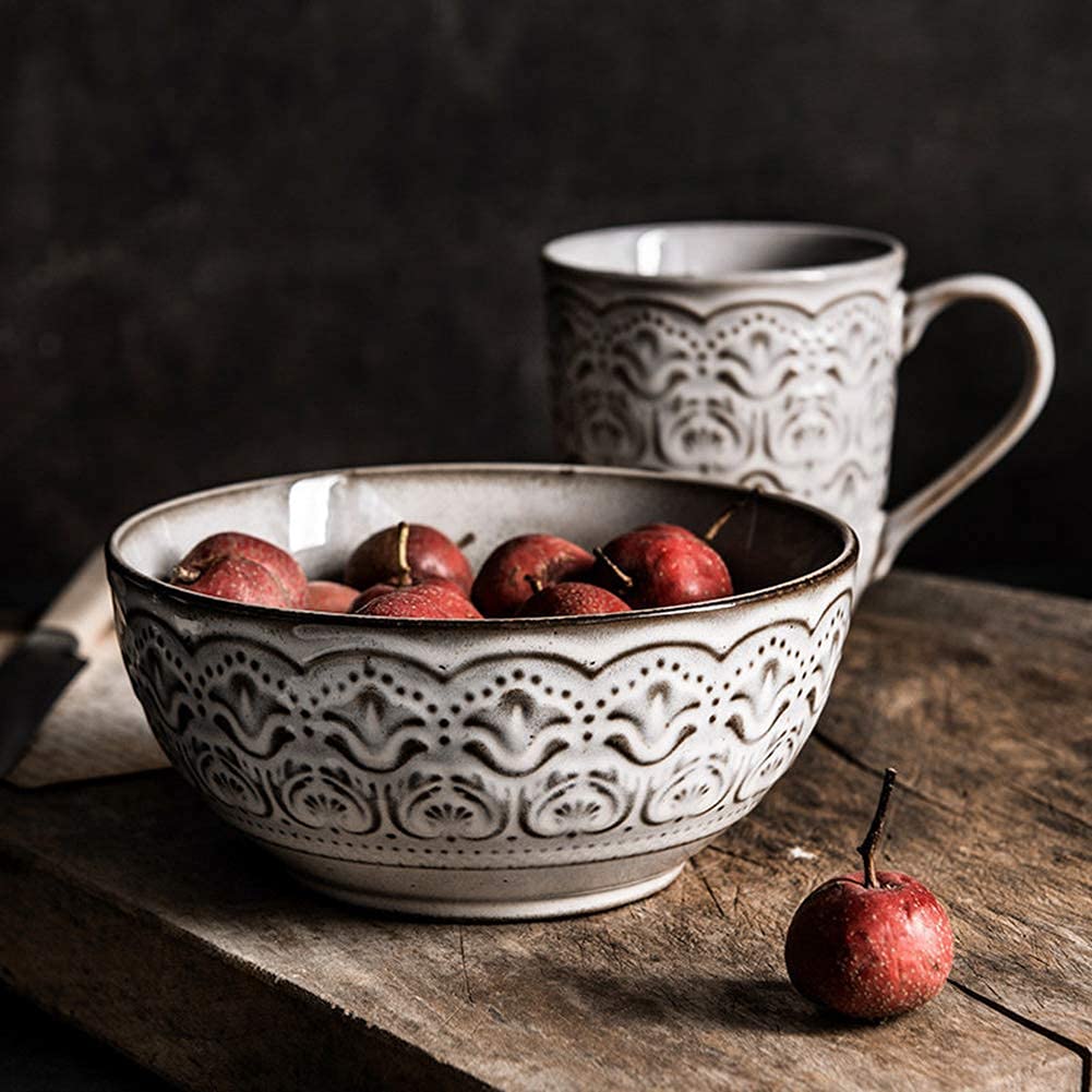 Ceramiczne zastawy stołowe, 16-częściowe zestawy obiadowe, ceramiczne zestawy obiadowe w europejskim stylu pastoralnym, kompletna zastawa stołowa obejmująca talerze, miski i kubki