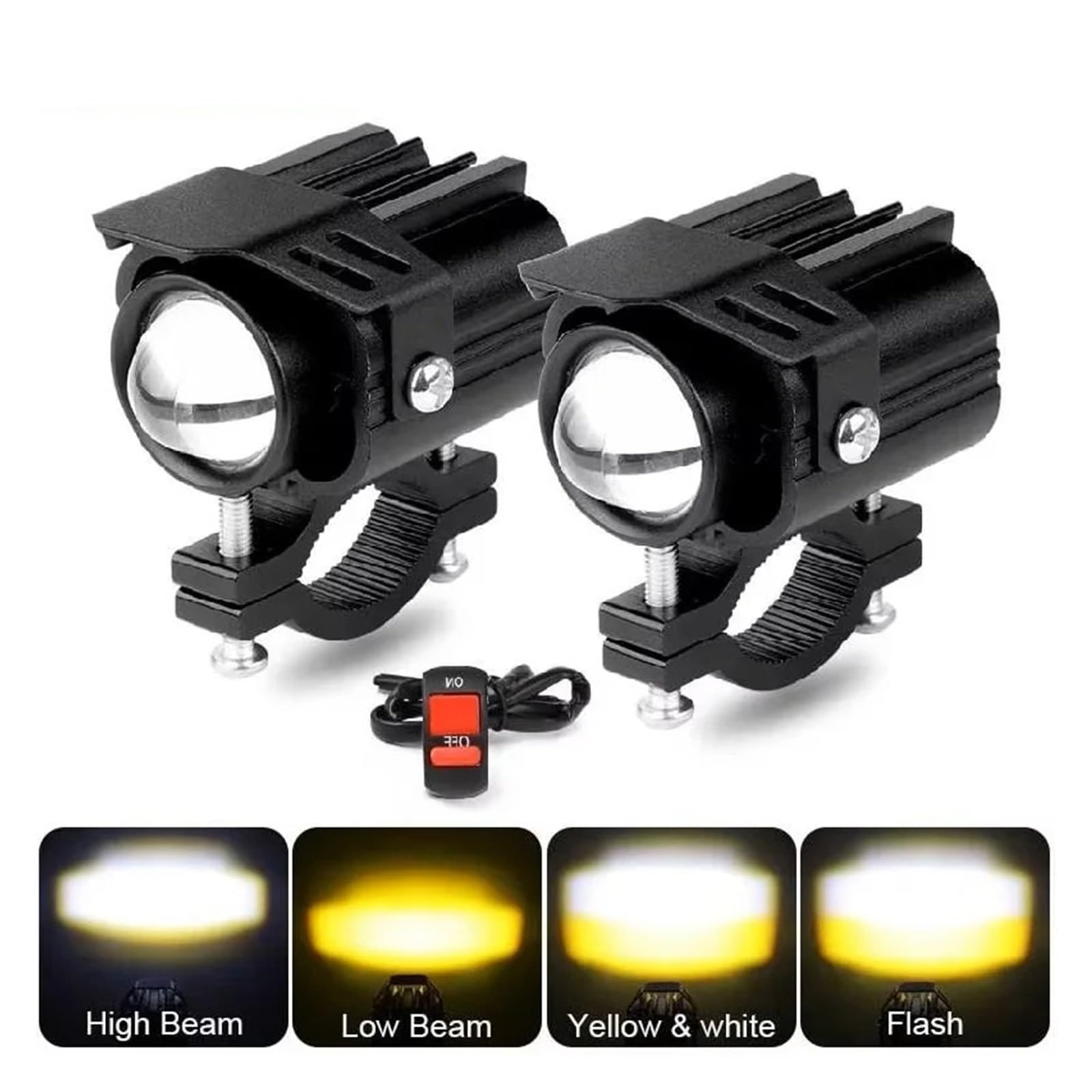 Foco LED Blanco Motocicleta Lente Proyector Luz Antiniebla Conducción 12V 24V 36V 48V 60V Lámpara Flash Estroboscópica Haz Alto/bajo Faros De Motocicleta