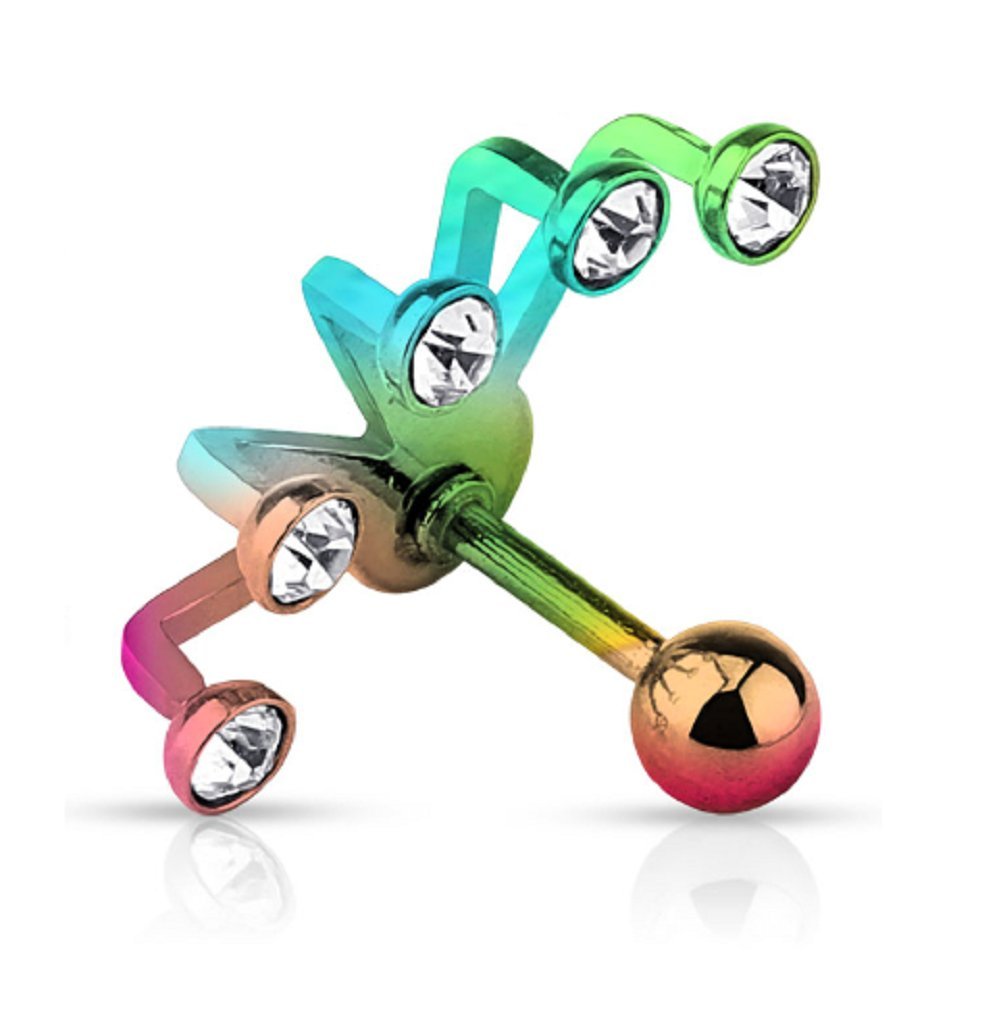 PiercedOffFive Crystal Set Fan Hanging Cartilage/Tragus Barbell