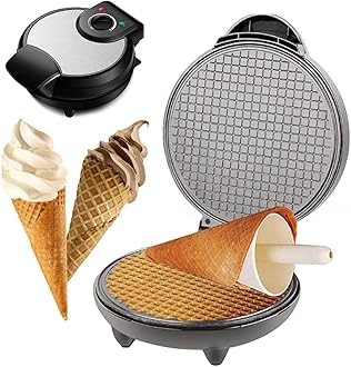 Electric Waffle Cone Maker Machine, Double Side Heating, Non-Stick Stainless Steel Mould, Biscuit Ice Cream Egg Rolls Dessert Baking Pan Kitchen Bakeware Tools