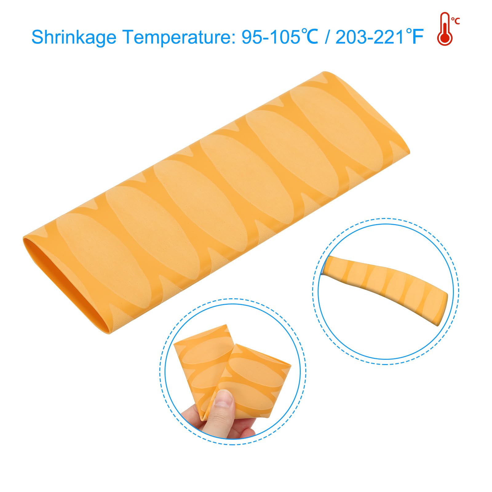 PATIKIL Guaina Termorestringente per Coltello Taglio 30x124mm, 4 Pezzi Manico Manicotti Antiscivolo per Taglierina Cuoco per Coltelli Cucina, Giallo Modello Ovale
