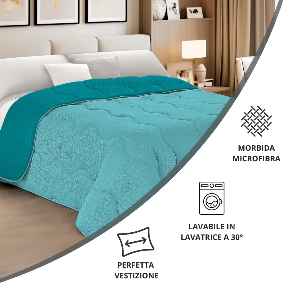 MAXIME MAISON - Piumone Una Piazza e Mezza (300gr/mq) Trapunta Una Piazza e Mezza Invernale, Coperta Calda in Microfibra, Copriletto Moderno per Stagioni Fredde, Design Double Face, Made in Italy