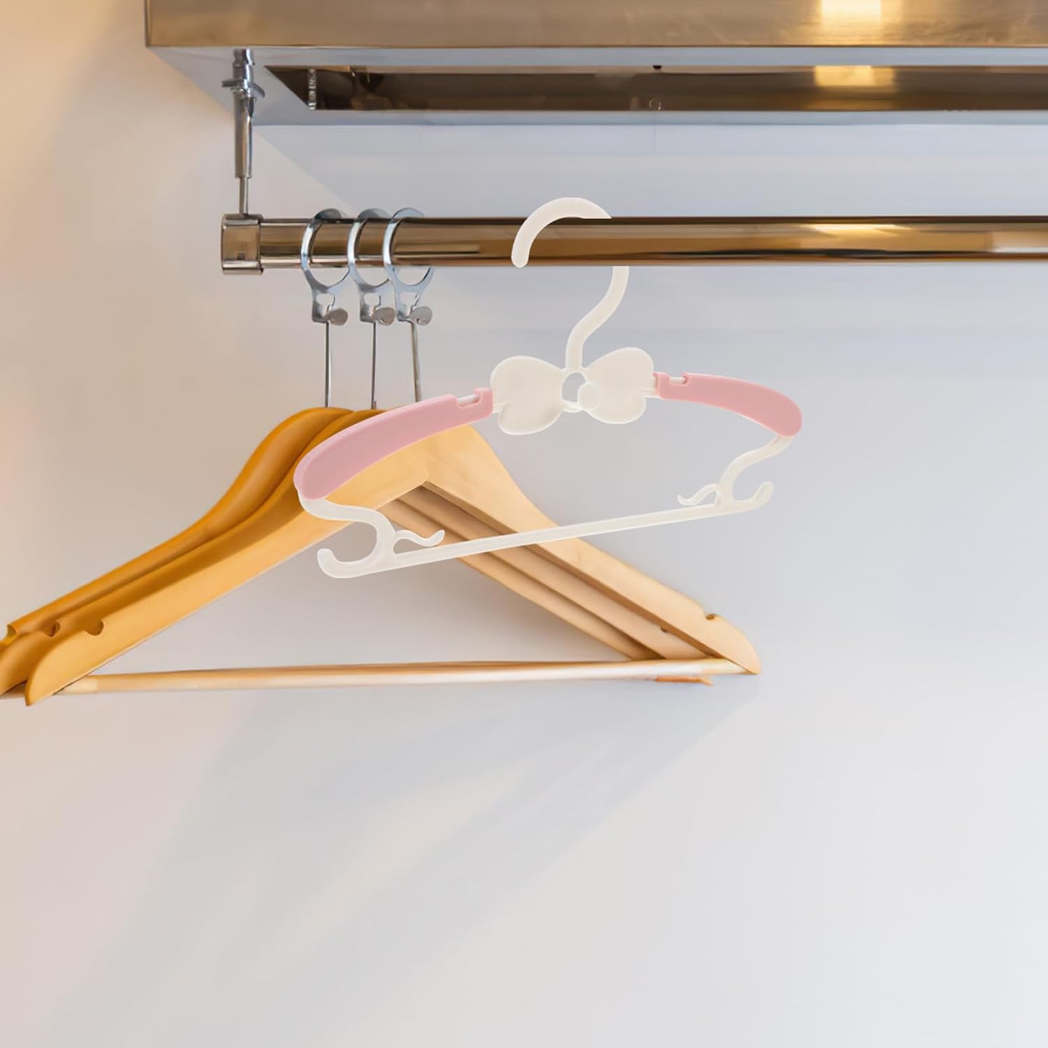 10pcs Pink Children's Clothes Hangers, Telescopic PP for Baby Garments