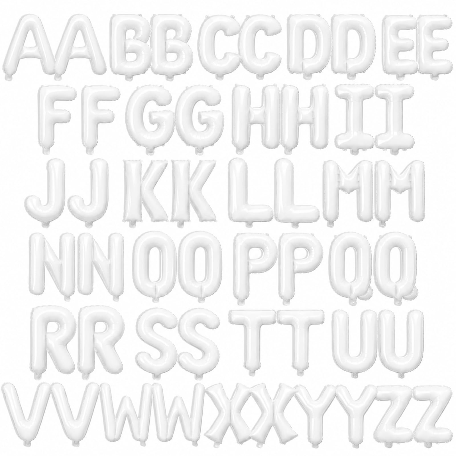 52 Pcs White Letter Balloons 16 Inch Mylar Foil Alphabet Letters 2 Sets A- Z Custom Phrase DIY Personalized Phrase Banner for Birthday Graduations Anniversary Celebration Wedding Party Decorations