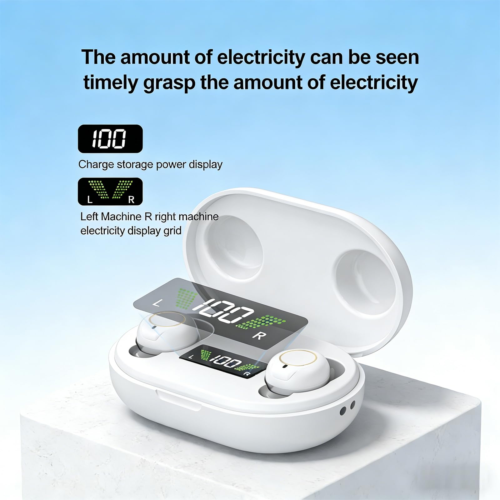 Dispositivo audio ricaricabile per anziani e adulti, dispositivo audio digitale con auricolari in-ear leggeri da 3,2 g, accensione anti ululo, comandi touch e custodia di ricarica LED (bianco)