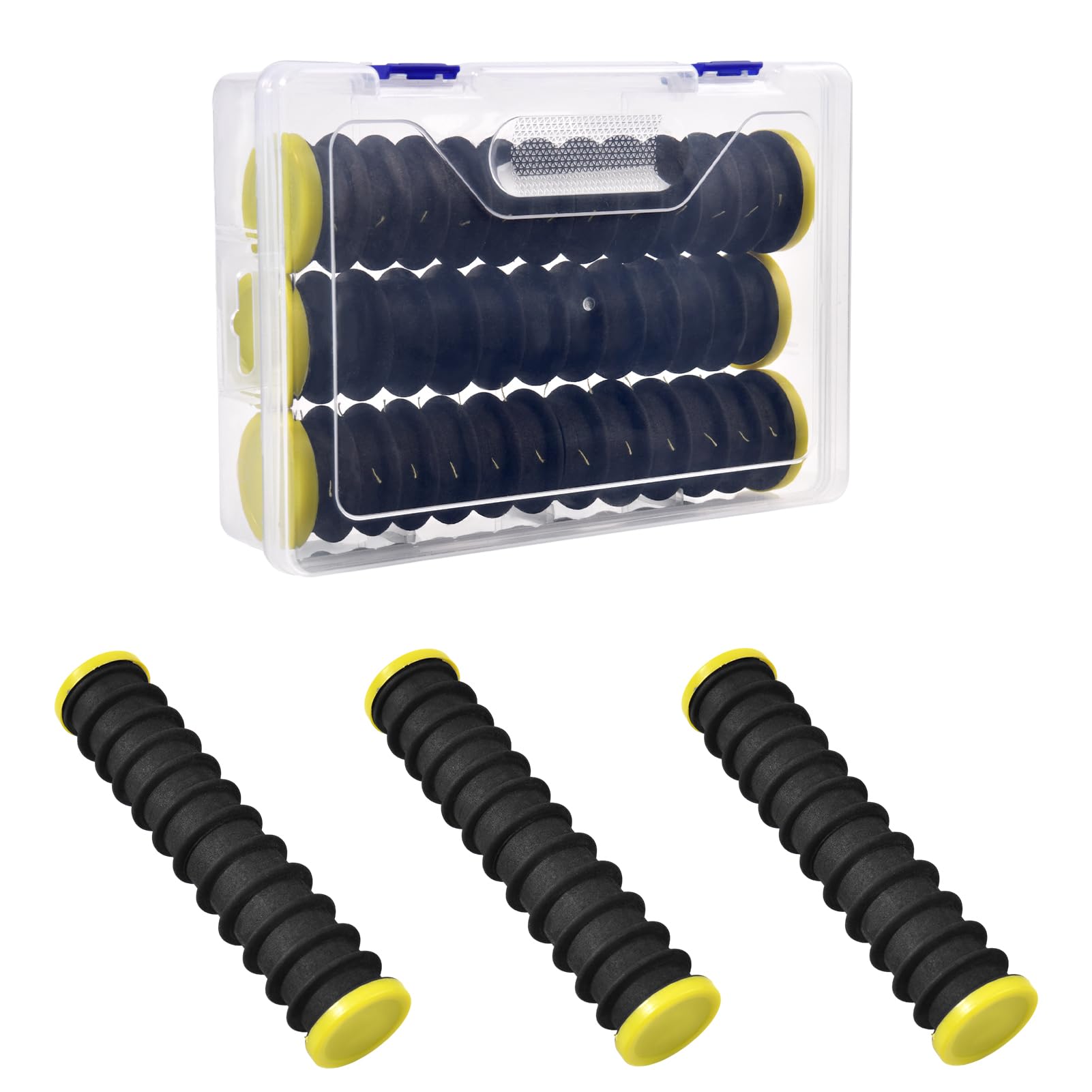 LEONTOOL 3 Pcs Fishing Line Storage Organizer, Leader Holder with 12 Slots to Keep Your Line Tangle Free for Storing Lines Winding Board Rigs Holder Leader Tray Hook Keeper, with Portable Storage Box