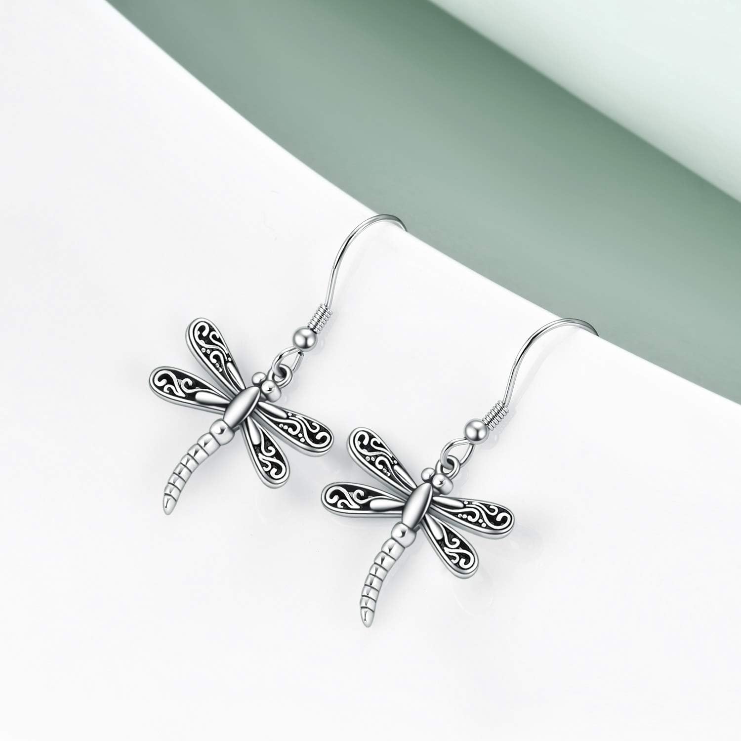 ONEFINITY Dragonfly Earrings 925 Sterling Silver Moonstone Leverback Dragonfly Dangle Drop Earrings Women Jewelry Gifts - Image 2