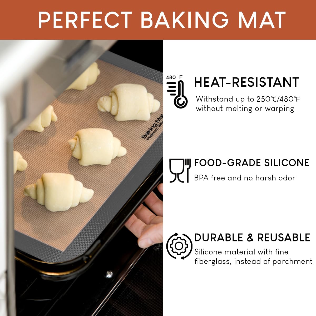 Tappetino da Forno in Silicone, Sopito 2pcs Antiaderente, Tappetino Forno Silicone Sicuro per Gli Alimenti, Resistente Al Calore 248℃ Tappetino Microforato, 41,9x29,5cm, Grigio