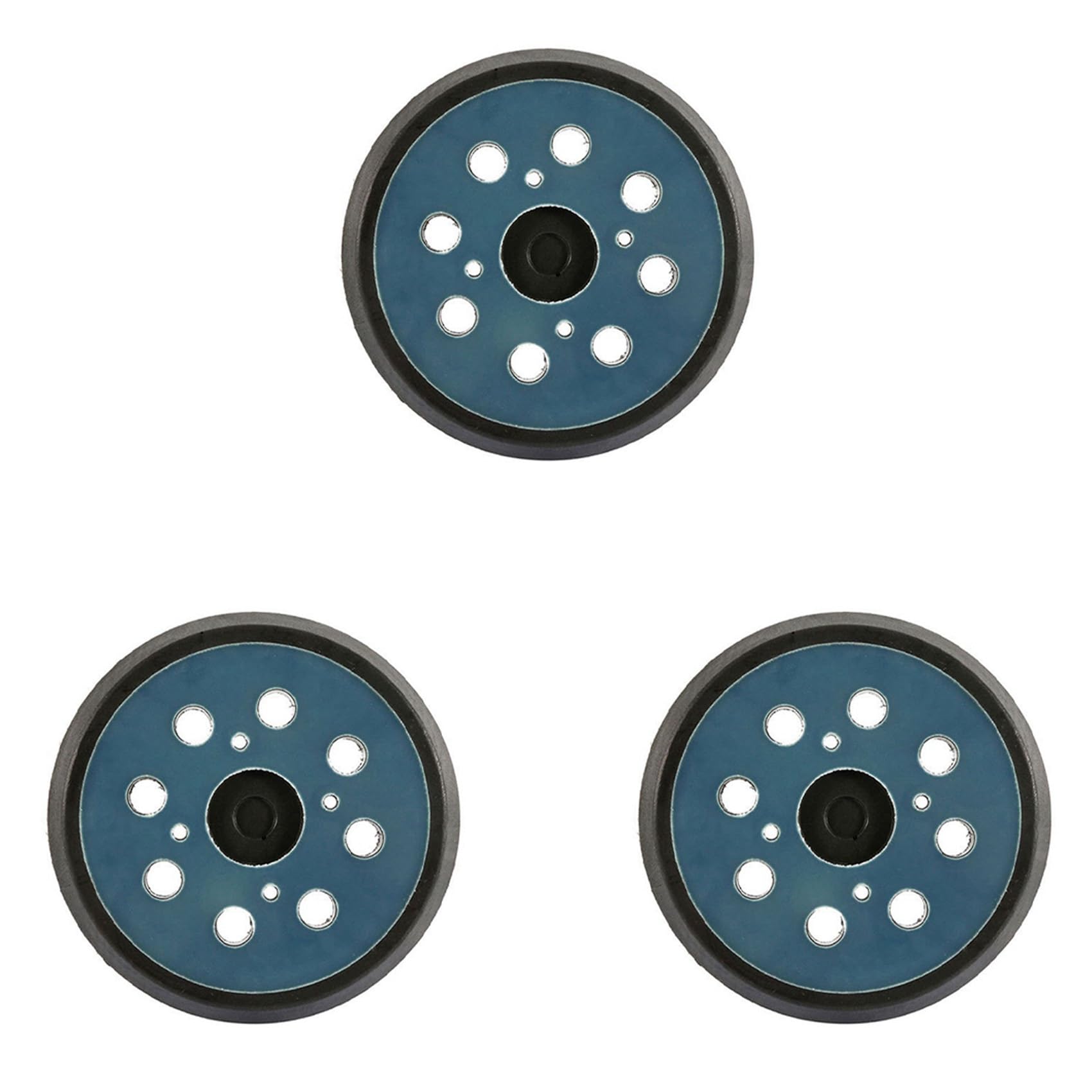 Ctrlzs Black/Blue 3X 5 Inch 8 Holes 125Mm Hook Loop Sanding Backing Pad For Orbital Sander Disk Discs Cable Backup Stick On Pad