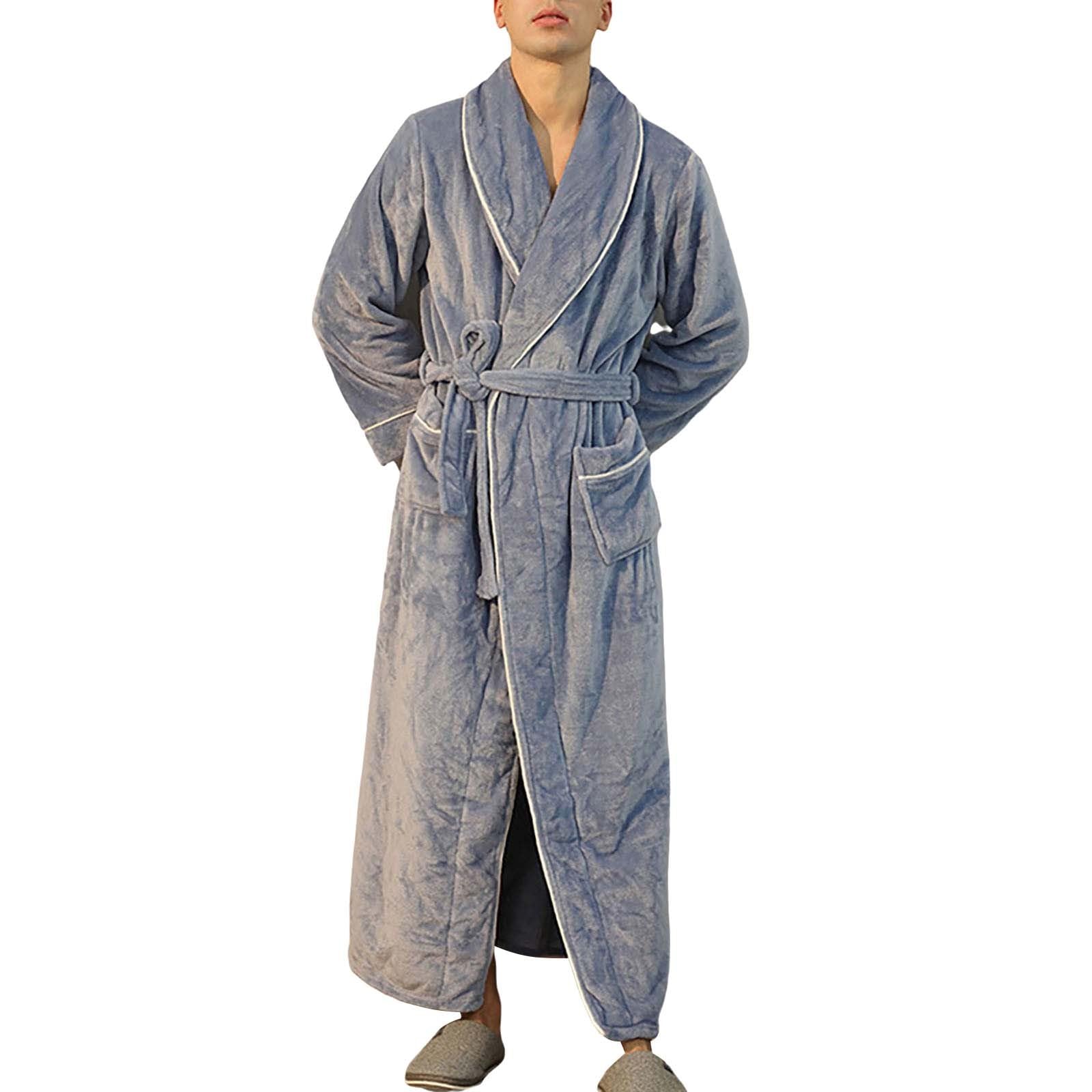 Albornoz para hombre de rizo, bata larga XXL suelta, pijama unisex para parejas, albornoz de vacaciones, albornoz de invierno, albornoz de franela de forro polar, bata cálida