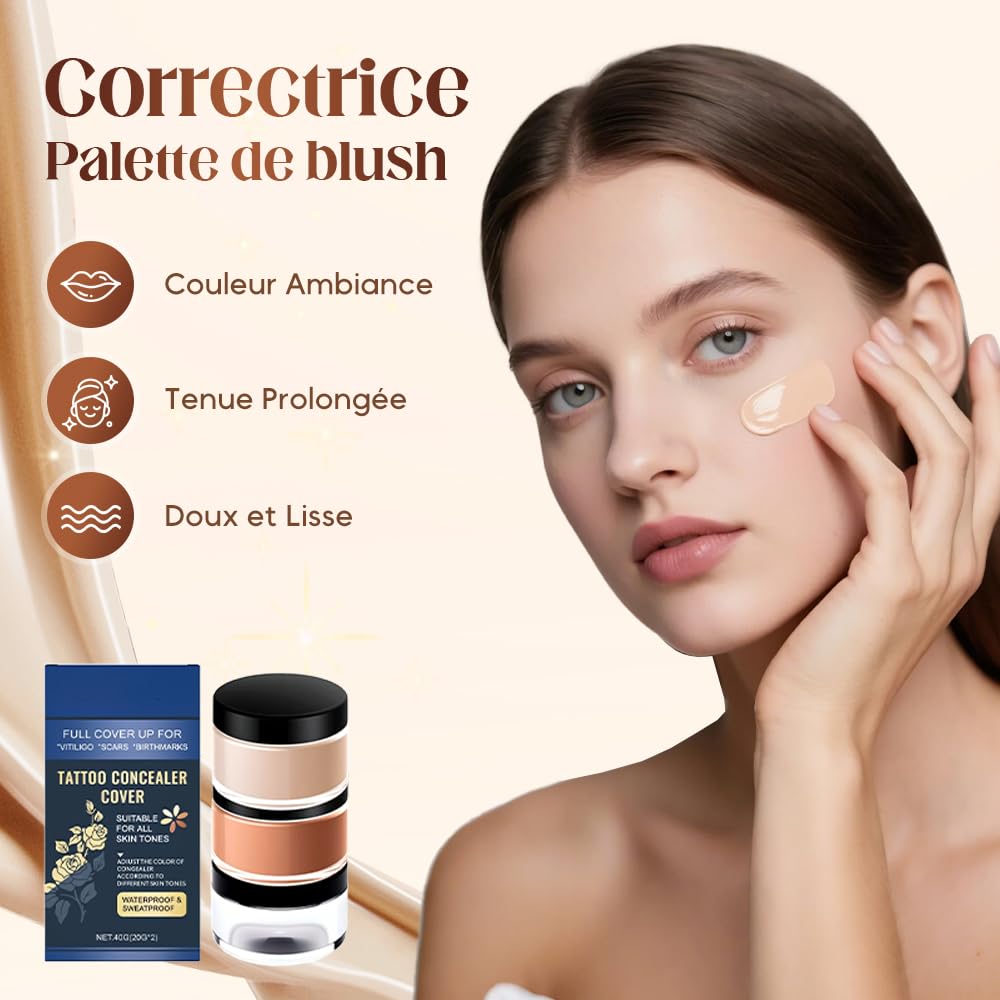 Tattoo Cover Up Makeup Waterproof Concealer.2025 New Two Color Full Coverage Concealer for Scars & Spots,Long Lasting Conceal Foundation Invisible Skin Makeup Tool (Concealer Set/2pcs)