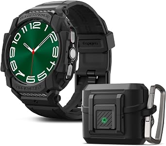 Spigen Lock Fit Case Matte Black Designed for Samsung Galaxy Buds3 Pro and Rugged Armor Pro Case with Protective TPU Cover Matte Black Designed for Samsung Galaxy Watch Ultra 47mm