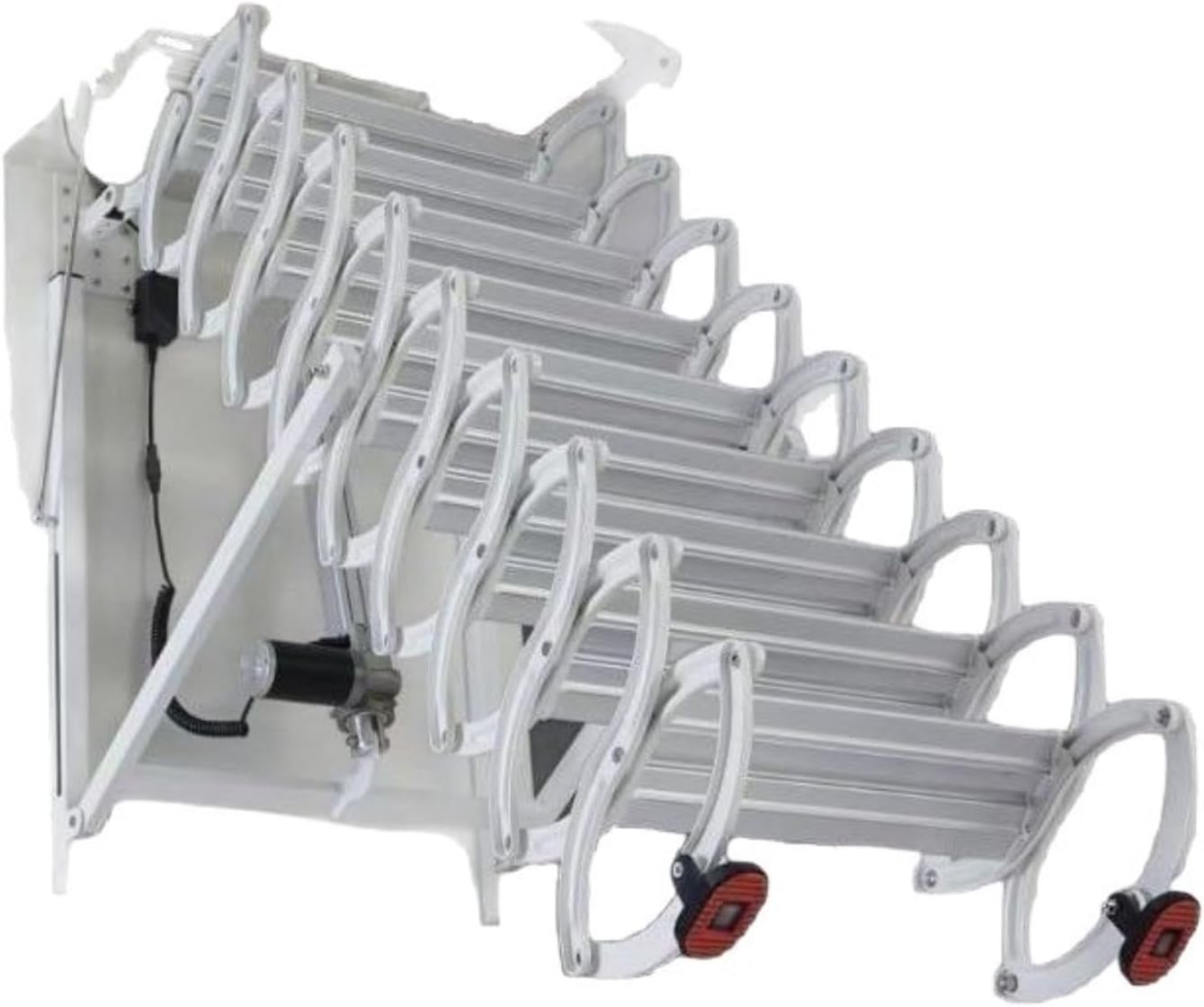 attic ladders Heavy-Duty Retractable Attic Ladder, Space-Saving Telescoping Wall-Mounted Folding Staircase, 300kg Capacity(3.5-3.75m)