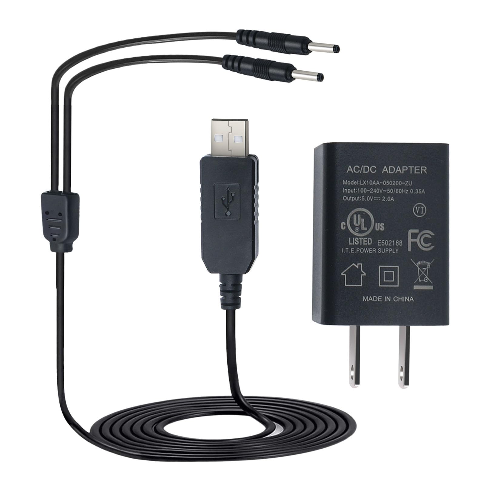 8.4V USB-DC Dual Port Charger for Heated Gloves Socks Hats Mittens Heating Pad and 7.4V SWB01 SWB03 2200 3000 3500mAh Rechargable Lithium Polymer Batteries